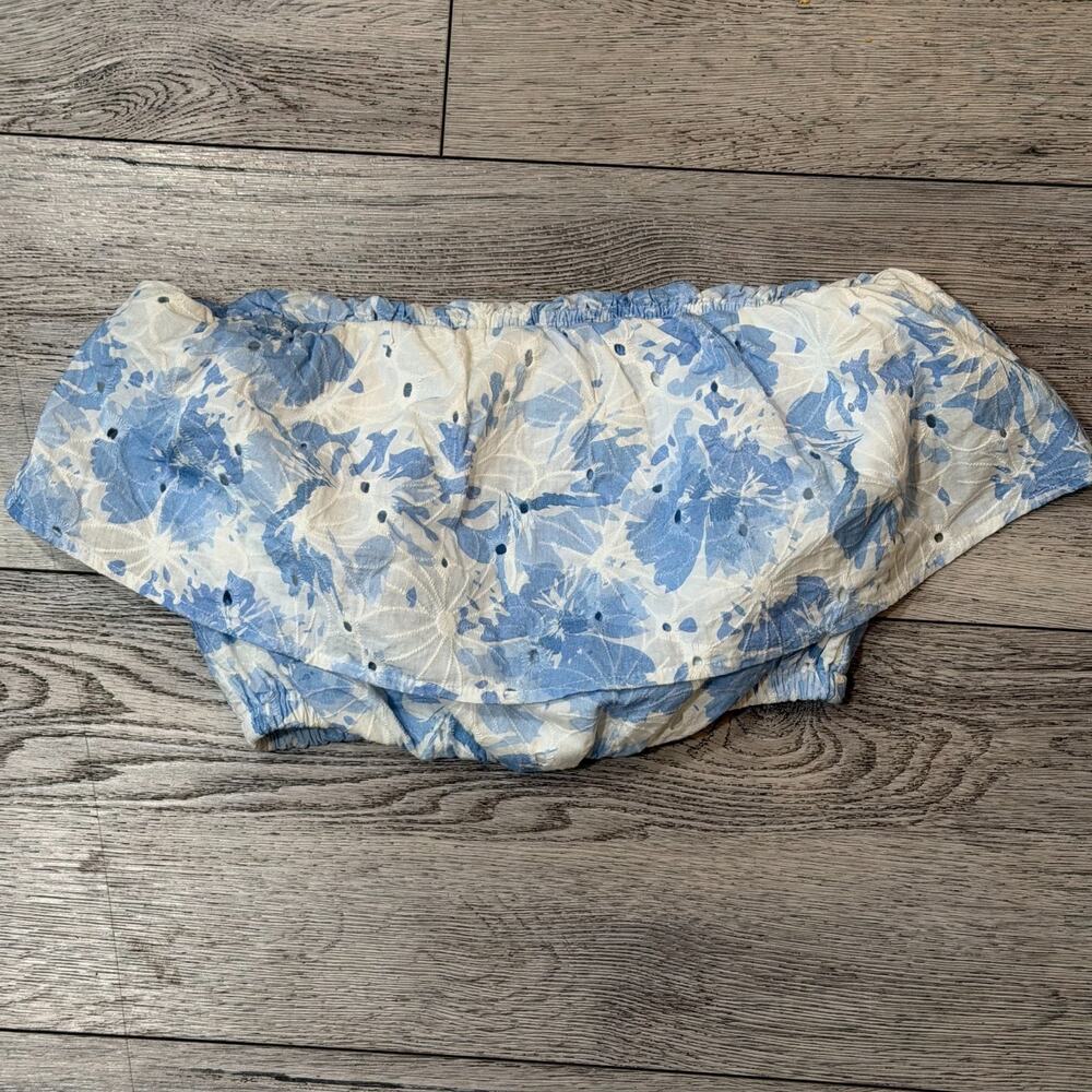 Vestique bandeau Floral Crop Top M ResortCoastal Boho Chic Prairie Eyelet lace
